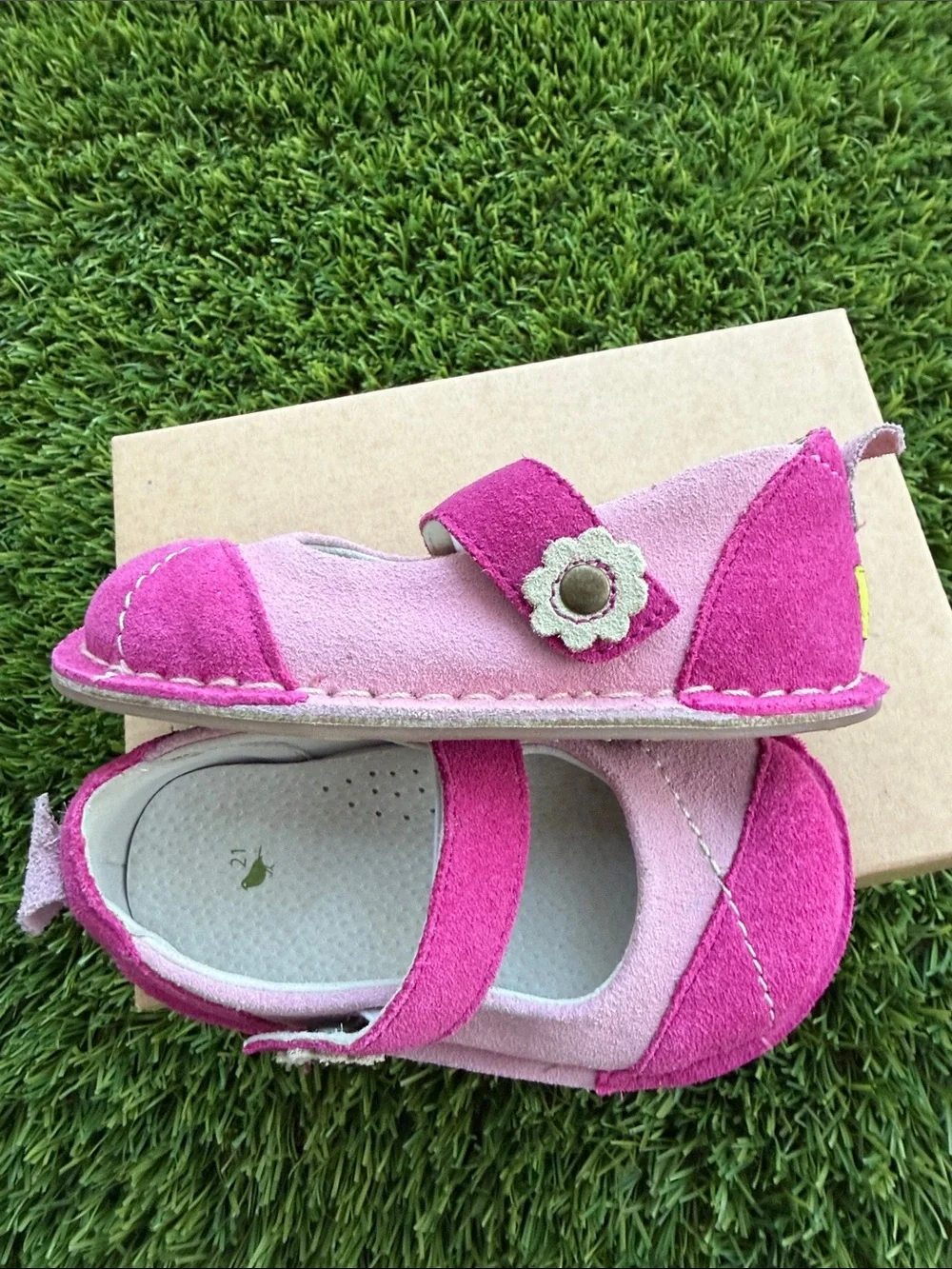 Girls Two-Tone Pink Suede Mary Jane Shoes